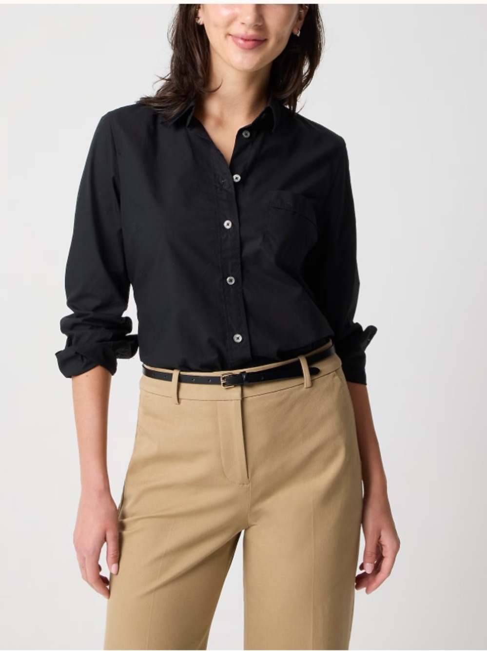 J.Crew factory Button-up cotton poplin shirt in signature fit - Black